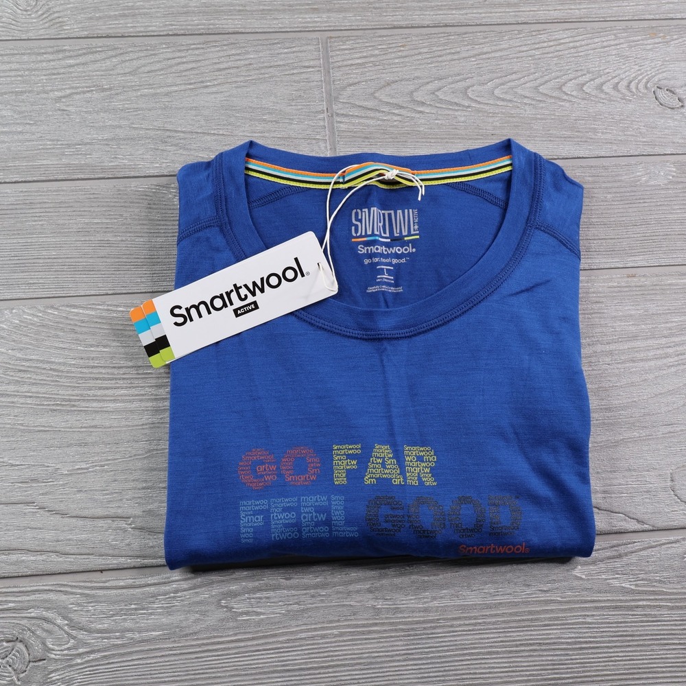 NEW Smartwool Shirt Mens Large Blue Active Ultralite Merino Wool NWT